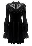 Dark In Love Gothic Lolita Lace V Neck Velvet Dress DW276
