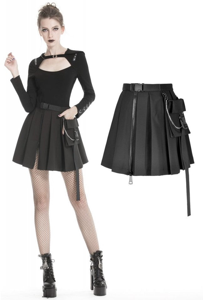 Dark in love Black mini skirt with side bag KW152