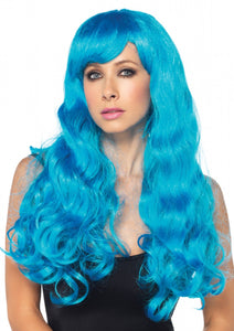Leg Avenue Turquoise Neon Star Long Wavy Wig