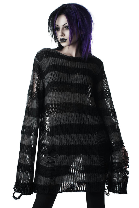 Killstar Ash Distress Knit Sweater