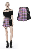 Dark In Love Purple Check Mini Skirt KW175