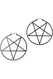 Killstar Pentagram Hoop Earrings [Black]