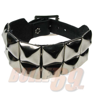 Bullet 69 2 Row Pyramid Stud Wristband