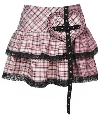 Dark In Love Pink Rockheart Mini Skirt KW189