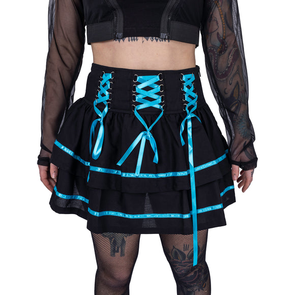 Poizen Industries Cyber Skirt [ Black / Blue ]