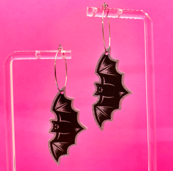 Sourpuss  Nokturnal Bats Acrylic Earrings